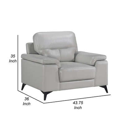 Mica 36 Inch Accent Chair, Dark Gray Top Grain and Faux Leather