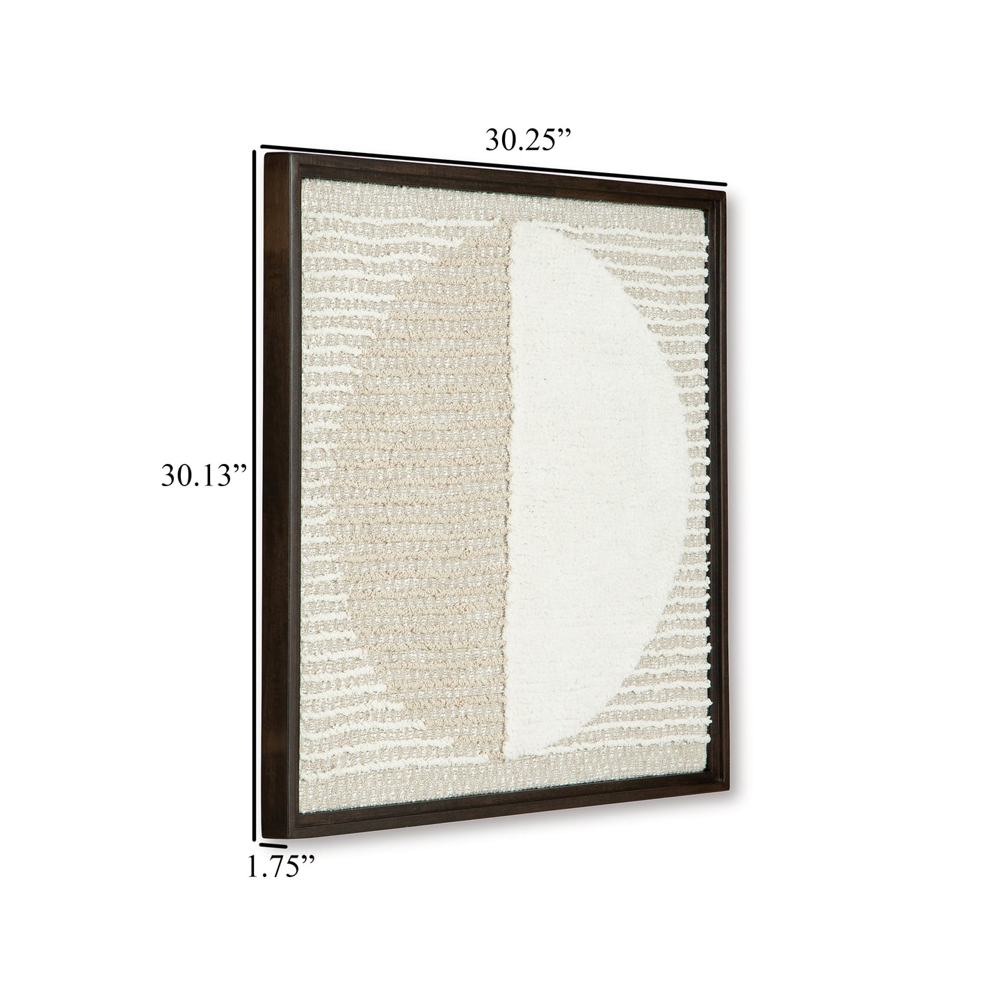 Miji Wall Art Decor, Half Moon Circle Beige White Woven Detail 30 x 30