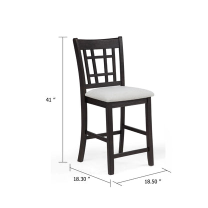 Mipo Counter Height Dining Chair Set of 2, Black Grid Back, White Seats