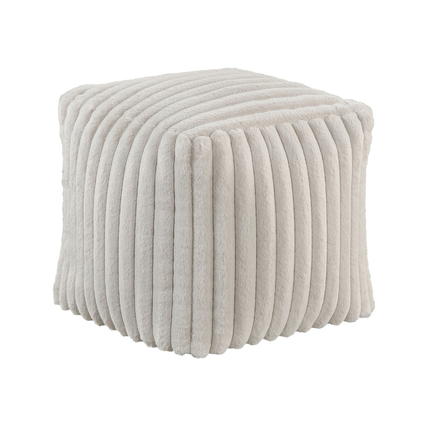Modern Ottoman, Off White Ribbed Corduroy Zipper Cover, 16 Inch Square