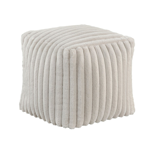 Modern Ottoman, Off White Ribbed Corduroy Zipper Cover, 16 Inch Square