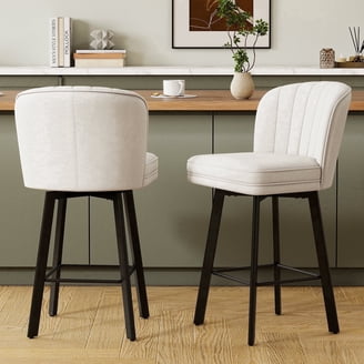 Aven 26 Inch Counter Height Chair, Gray Polyester, Black Wood, Set of 2