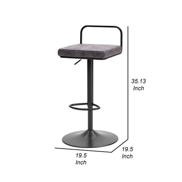 Mya Swivel Barstool Set of 2, Gray Faux Leather, 22-31 Adjustable Height