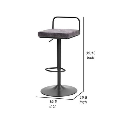 Mya Swivel Barstool Set of 2, Gray Faux Leather, 22-31 Adjustable Height