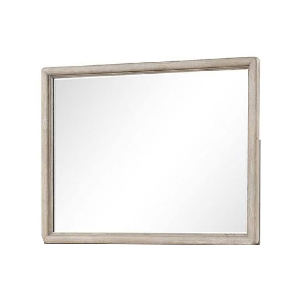 Myna Dresser Mirror, Beveled Glass, Oak Brown Solid Wood, 34x45