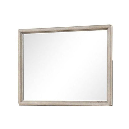 Myna Dresser Mirror, Beveled Glass, Oak Brown Solid Wood, 34x45
