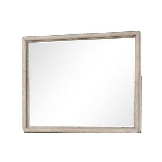 Myna Dresser Mirror, Beveled Glass, Oak Brown Solid Wood, 34x45