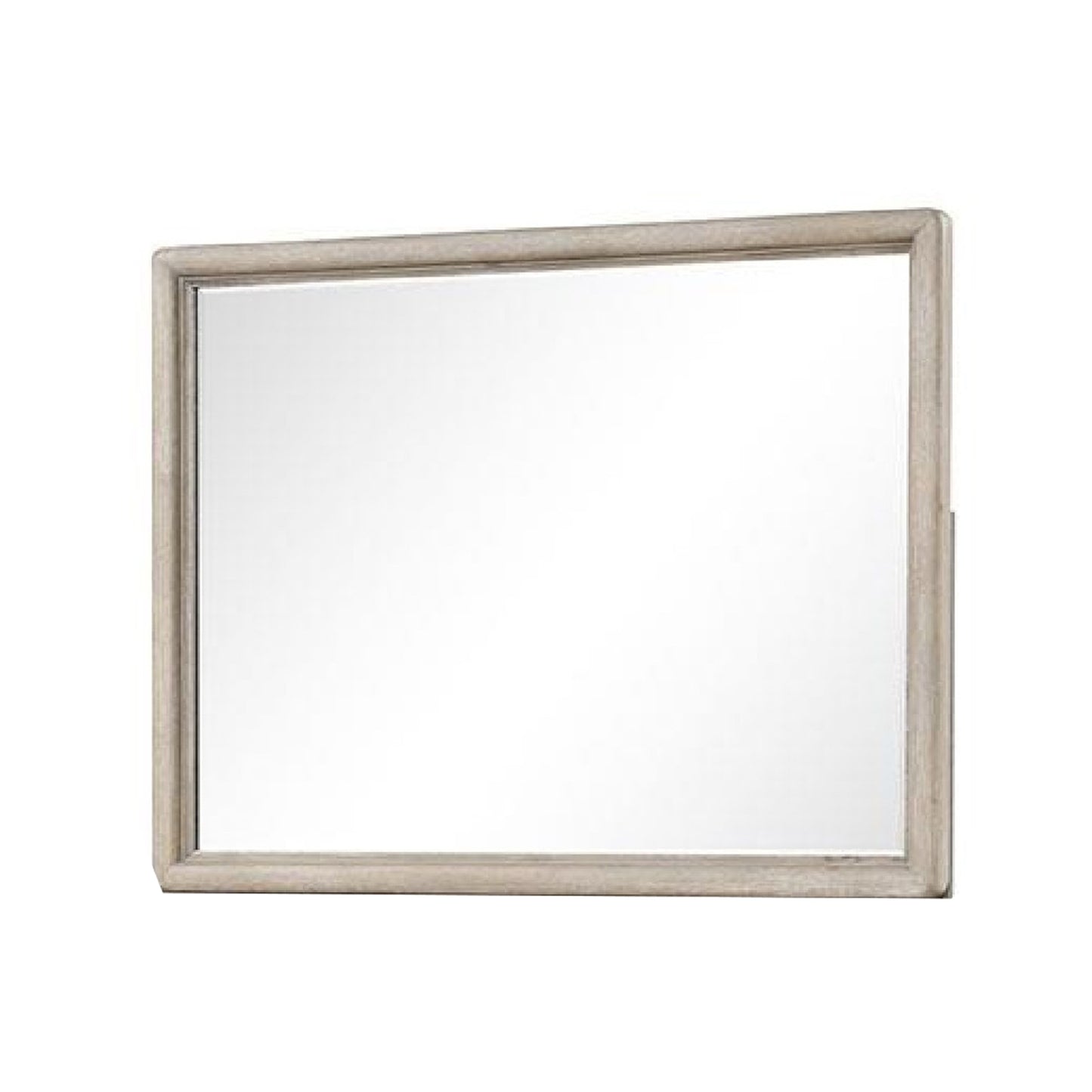 Myna Dresser Mirror, Beveled Glass, Oak Brown Solid Wood, 34x45