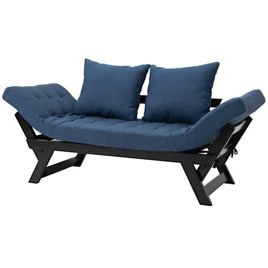 Navy/Black 3 In 1 Convertible Sofa Chaise Lounger Bed with 2 Large Pillows — Chic Home-Decor
