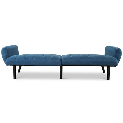 Modern Mid-Century Navy Blue Linen Futon Sofa Bed Couch