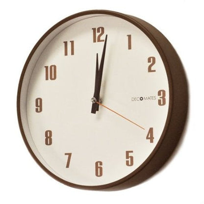 Silent Non-Ticking Retro Wall Clock in Brown and White