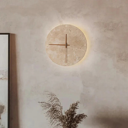 Natural Stone Wall Clock with Lamp