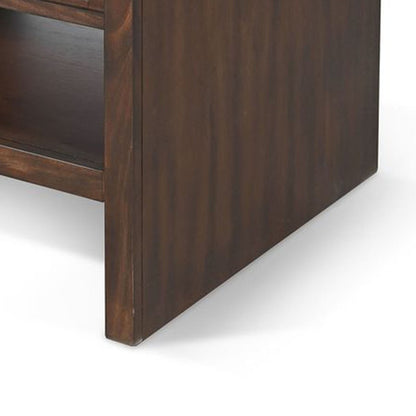 Nero Chair Side Table, Slatted Drawer Front, 26 Inch Solid Wood Dark Brown