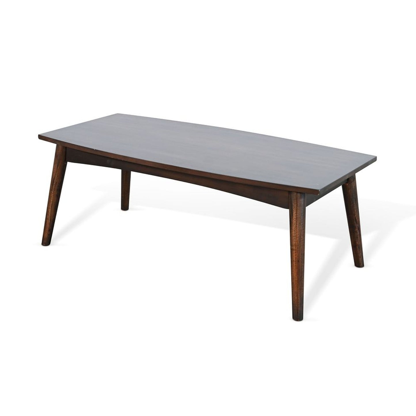 Neva Coffee Table, 48 Inch Rectangular, Dark Brown Solid Wood