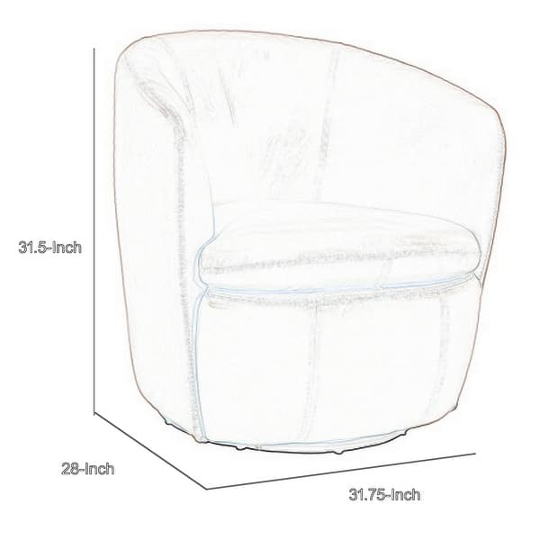 Niko Swivel Accent Chair, Round Barrel Design, Dark Blue Top Grain Leather