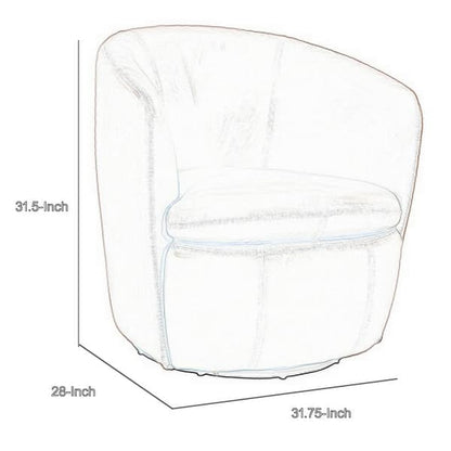 Niko Swivel Accent Chair, Round Barrel Design, Dark Blue Top Grain Leather