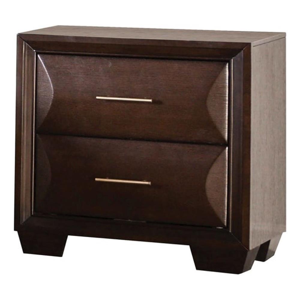 Nitz Nightstand, 2 Drawers, Espresso Brown Solid Wood, 27 Inch