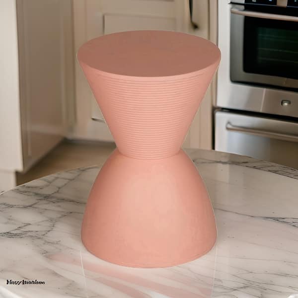 Niya 17 Inch Side End Table, Round Top, Pedestal Base, Indoor Outdoor, Pink