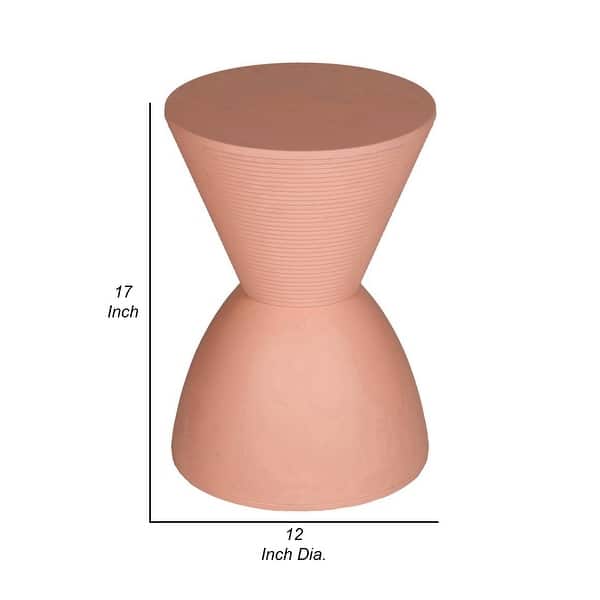 Niya 17 Inch Side End Table, Round Top, Pedestal Base, Indoor Outdoor, Pink