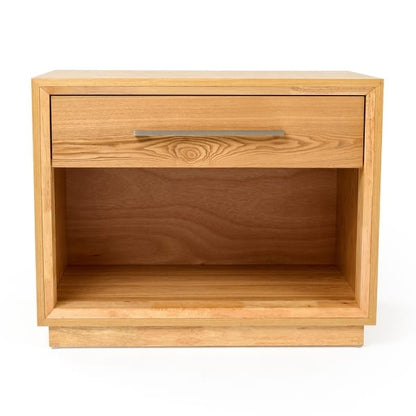 Noe Malia 32 Inch Nightstand, 1 Drawer, 1 Shelf, Natural Brown Solid Wood