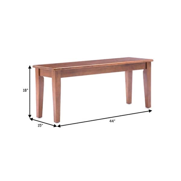 Nova 44 Inch Dining Bench, Tapered Legs, Oak Brown Wood