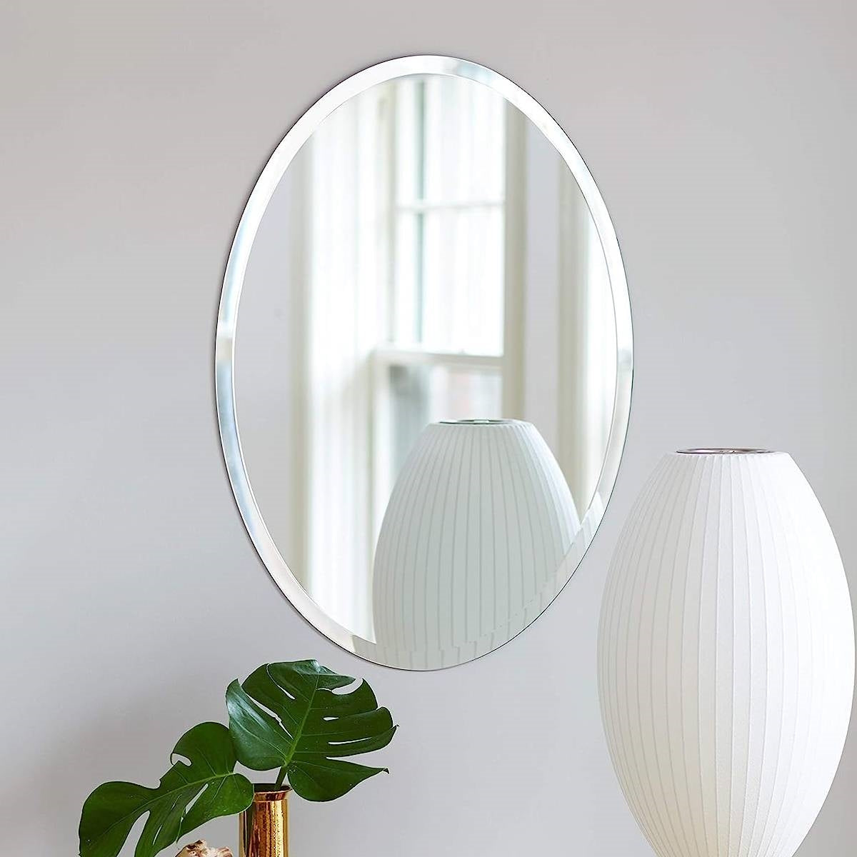 Oval Frameless 36-inch Beveled Bathroom Bedroom Living Room Vanity Wall Mirror — Chic Home-Decor