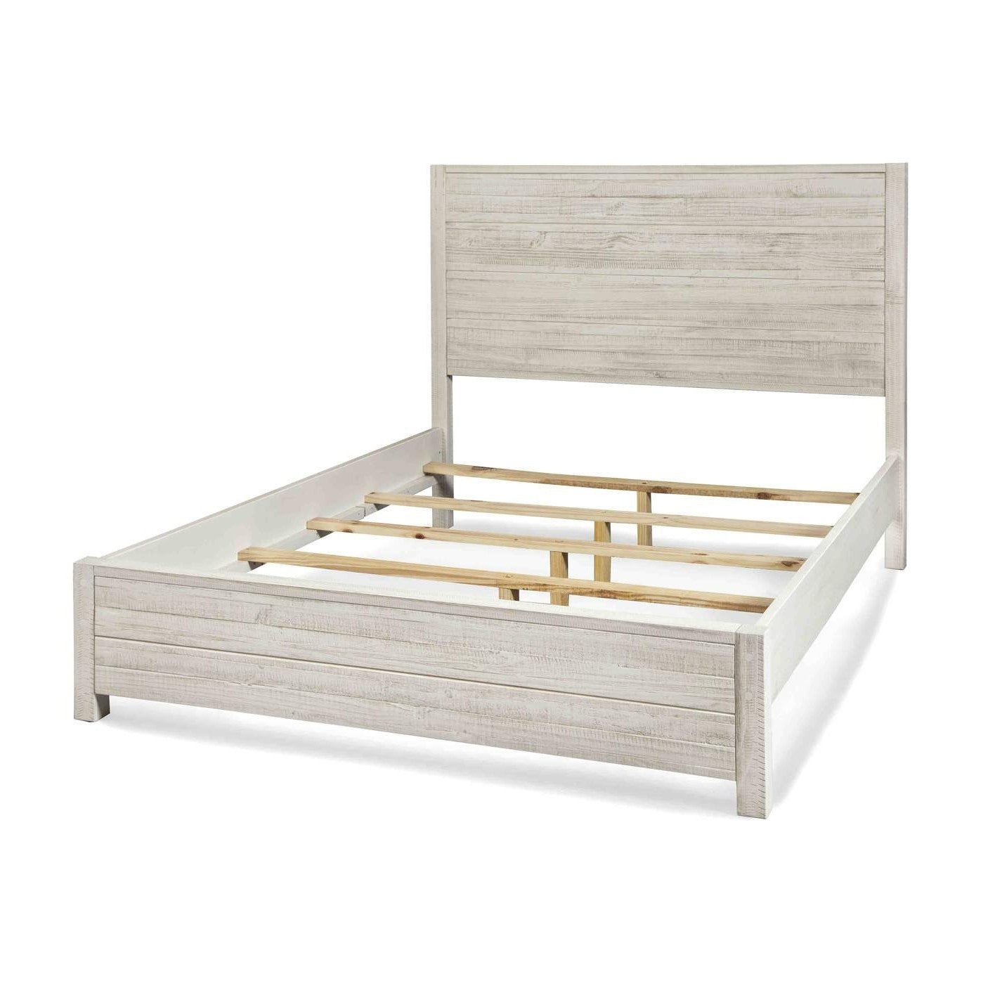 FarmHome Off White Solid Pine Platform Bed in Queen Size — Chic Home-Decor