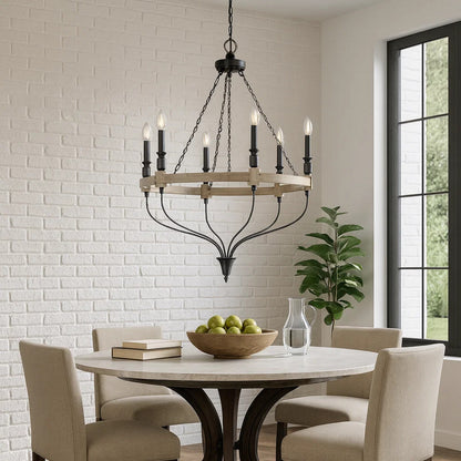 Rustic touch of Distressed Wood Wheel Candelabra Design, Black