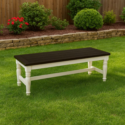 Orso Bench, Off White, Dark Brown Mahogany and Mindi Wood, 52 Inch
