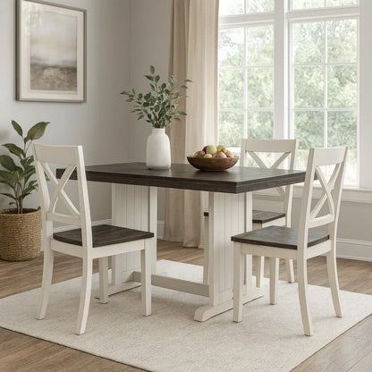 Orso Counter Height Dining Table, 60 Inch Rectangular, Off White Brown
