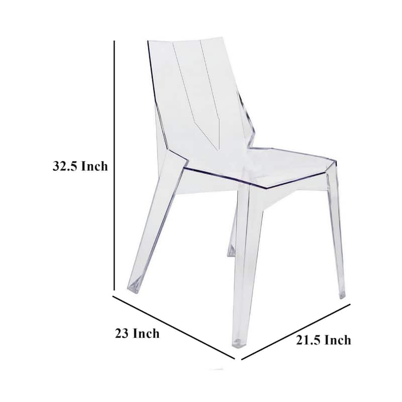 Outdoor Dining Chair Set of 4, Geometric Design, Transparent Clear