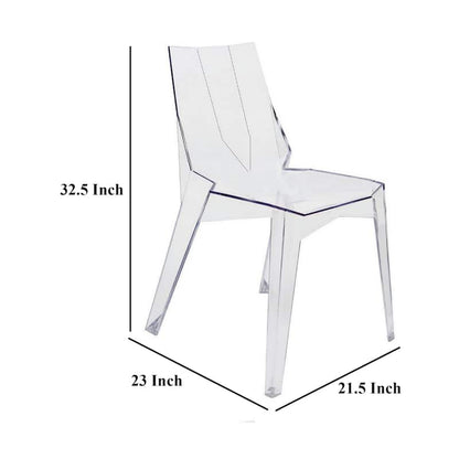 Outdoor Dining Chair Set of 4, Geometric Design, Transparent Clear