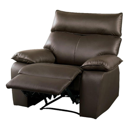 Ozy Manual Recliner Chair, Pillow Top Arms, Dark Brown Leather Match