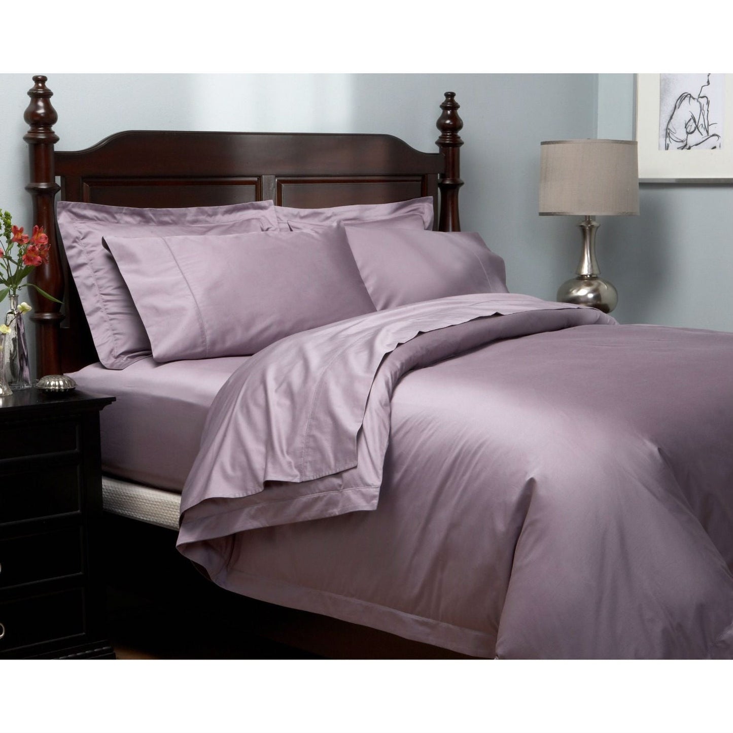 Full size 400-Thread Count Egyptian Cotton Sheet Set in Plum Purple