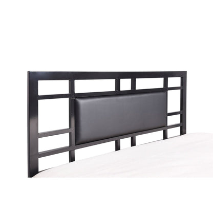 Full Modern Classic Metal Platform Bed Frame with Black Upholstered Headboard