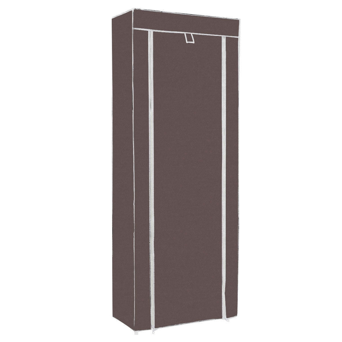10 Tier Shoe Rack Brown Portable Closet Wardrobe Shelving Unit Fabric Cover