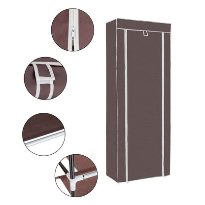 10 Tier Shoe Rack Brown Portable Closet Wardrobe Shelving Unit Fabric Cover