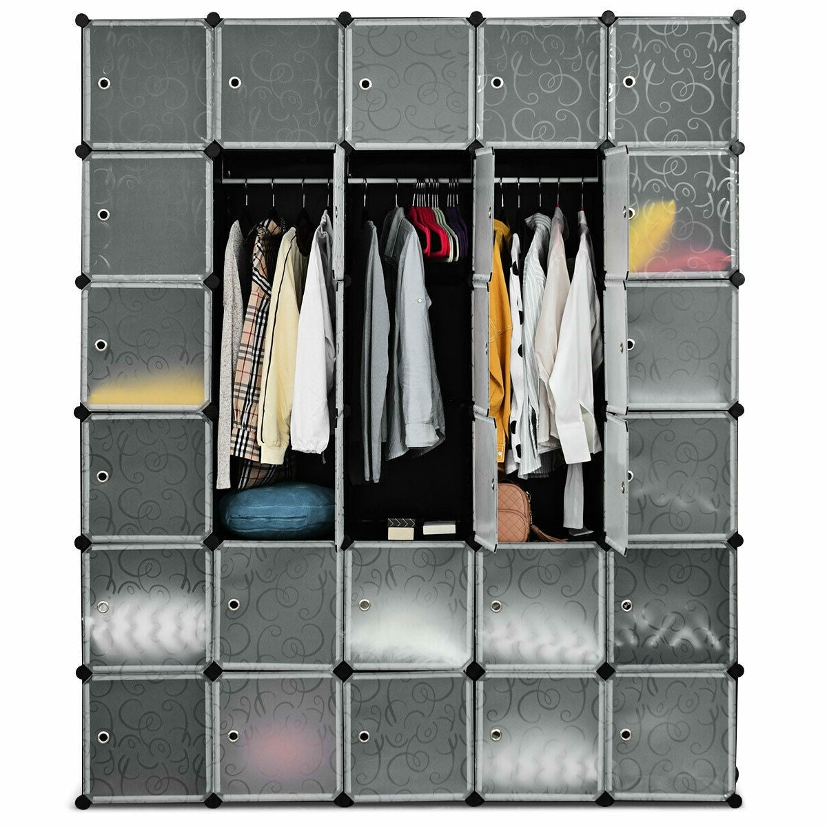 30 Cube Black Portable Closet Wardrobe Shelving Cabinet Unit