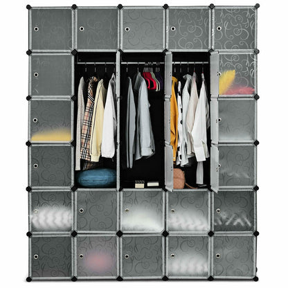 30 Cube Black Portable Closet Wardrobe Shelving Cabinet Unit