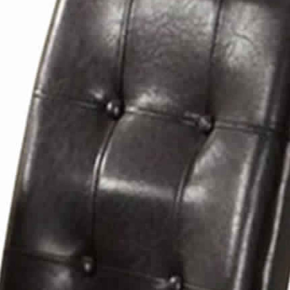 Faux Leather Dining Side Chair In Pine, Set Of 2, Dark Brown