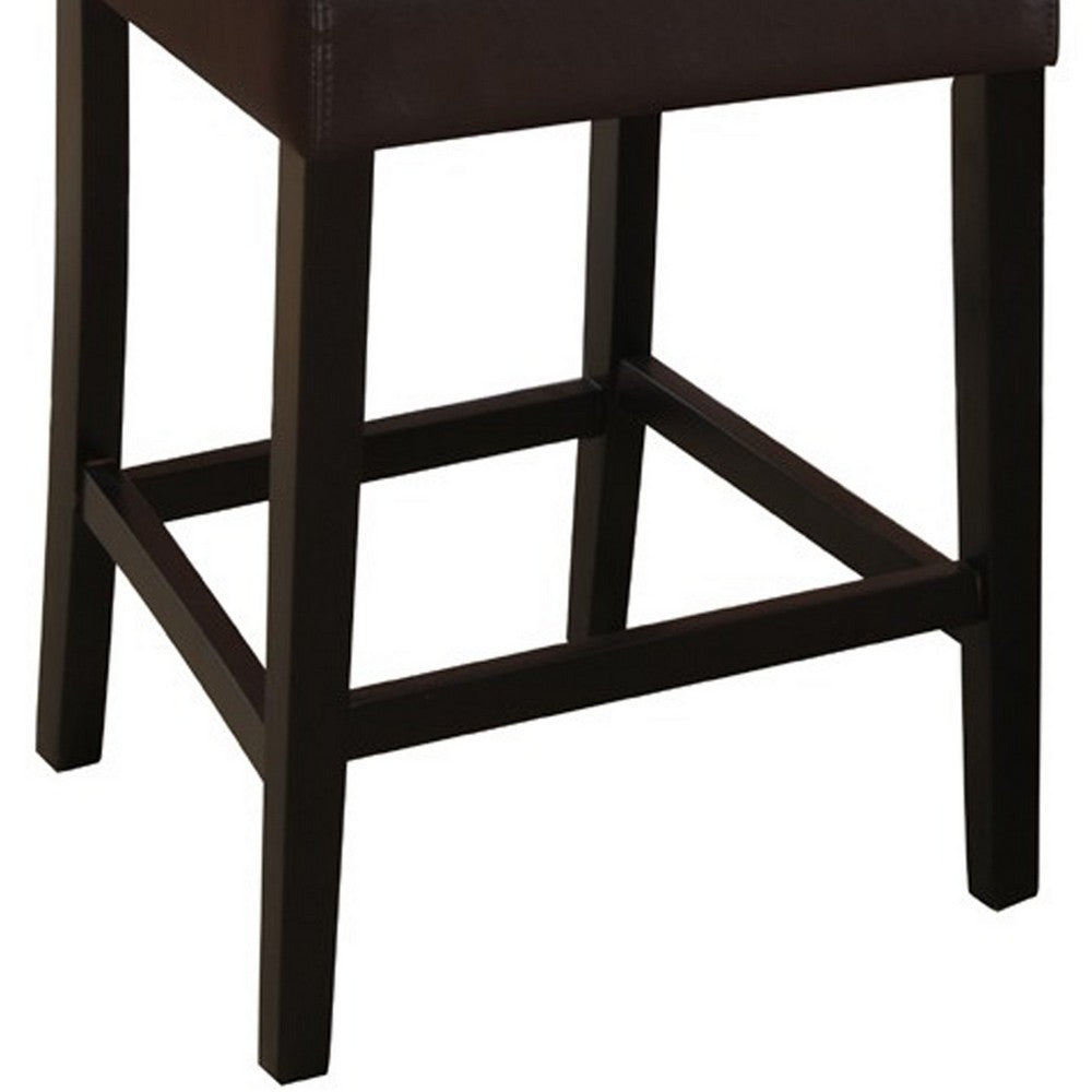 Wooden height chair With Button Tufted Back Set Of 2 Brown