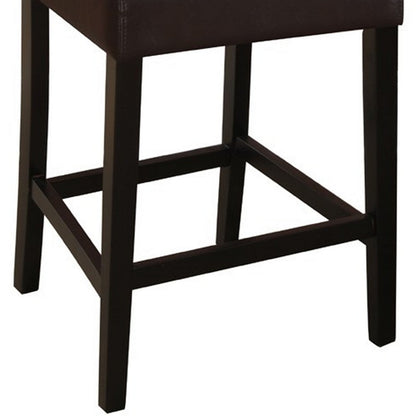 Wooden height chair With Button Tufted Back Set Of 2 Brown