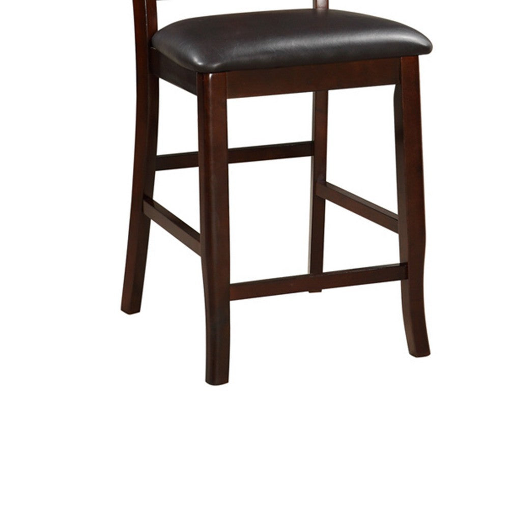 Wooden High Chair, Dark Brown & Black, Set of 2