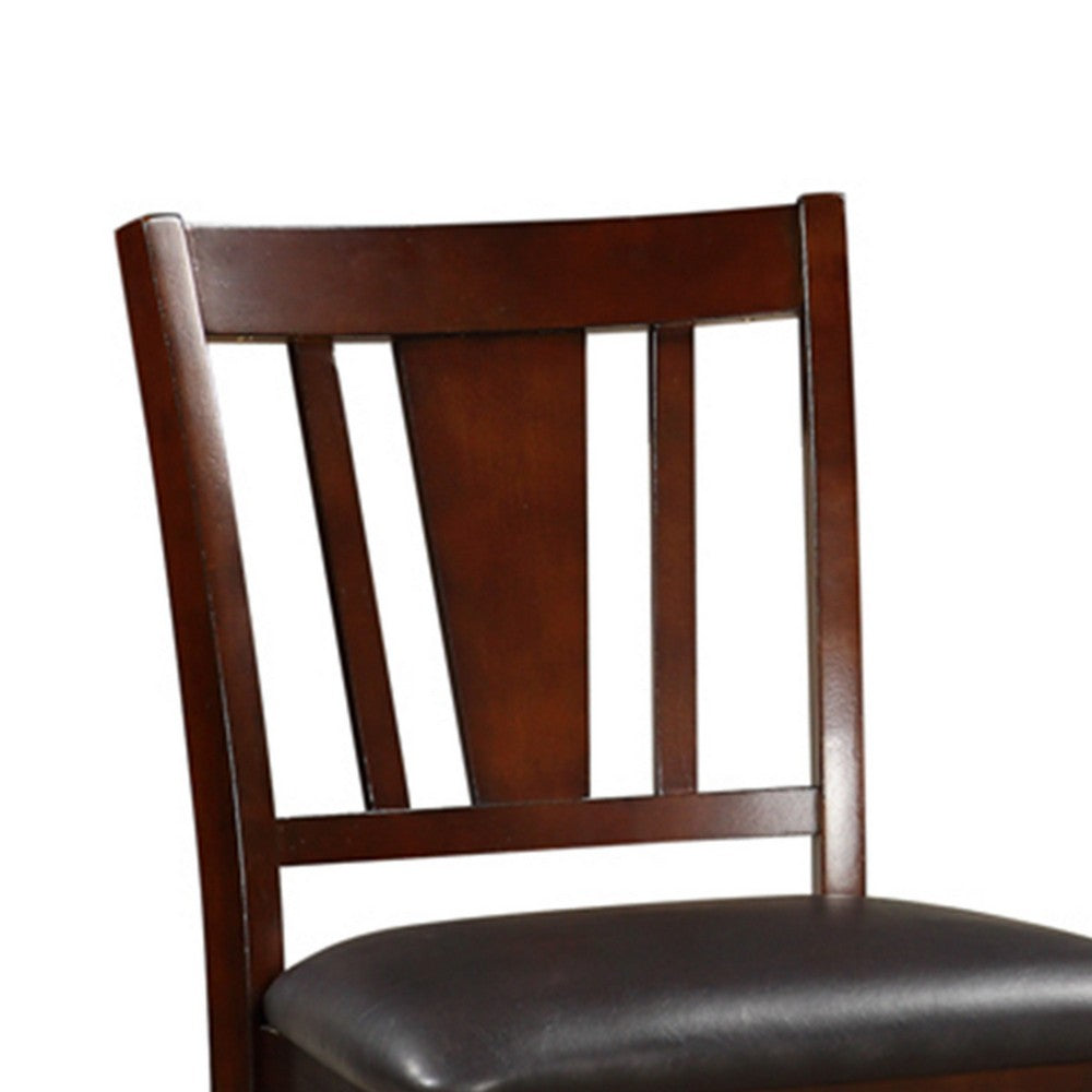 Wooden High Chair, Dark Brown & Black, Set of 2