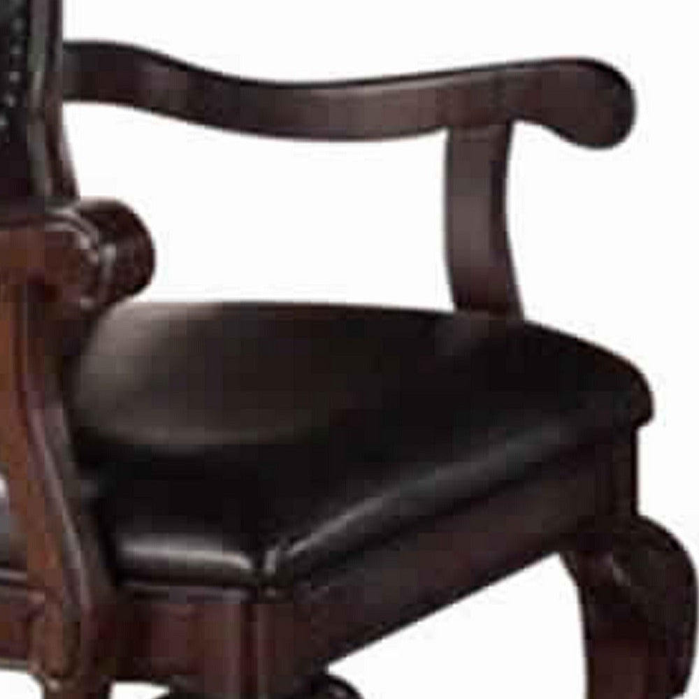 Traditional Rubber Wood Royal Arm Chair Set Of 2 Brown