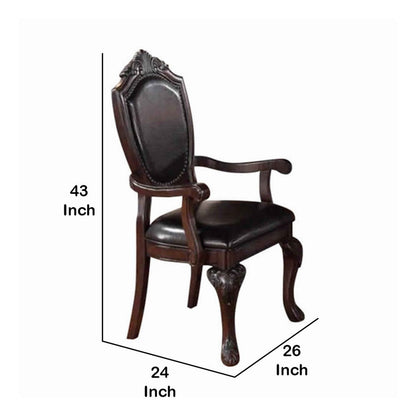 Traditional Rubber Wood Royal Arm Chair Set Of 2 Brown