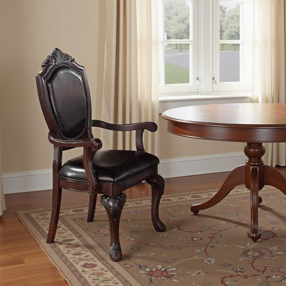 Traditional Rubber Wood Royal Arm Chair Set Of 2 Brown
