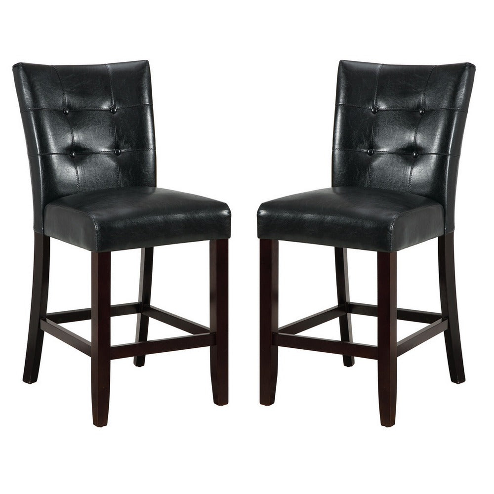 Wood & Polyurethane High Chair, Black & Brown, Set of 2