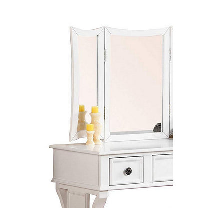 Modish Vanity Set Featuring Stool And Mirror White