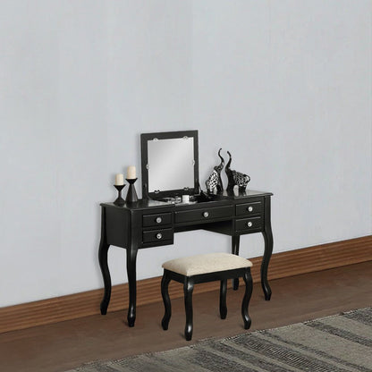 Cherub Vanity Set Featuring Stool And Mirror Black